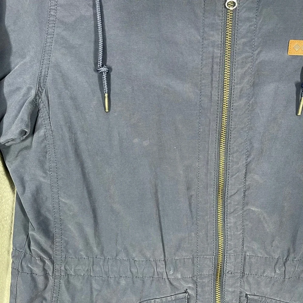Columbia Utility Jacket Women Large Navy Blue Hooded Cinched Waist Gorpcore